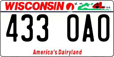 WI license plate 433OAO