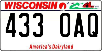 WI license plate 433OAQ