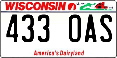 WI license plate 433OAS