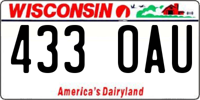 WI license plate 433OAU