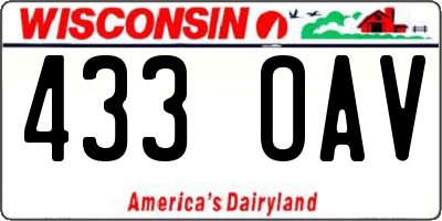 WI license plate 433OAV
