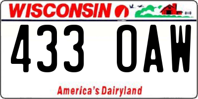 WI license plate 433OAW