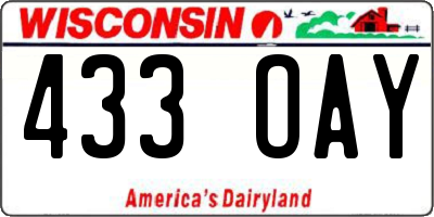 WI license plate 433OAY