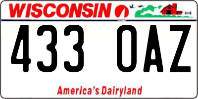 WI license plate 433OAZ