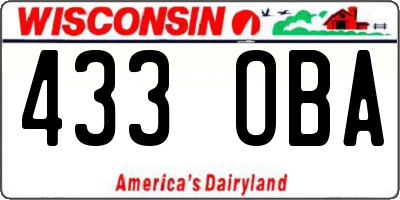 WI license plate 433OBA