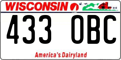WI license plate 433OBC