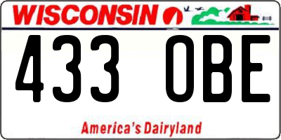 WI license plate 433OBE