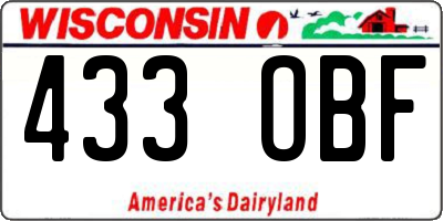 WI license plate 433OBF