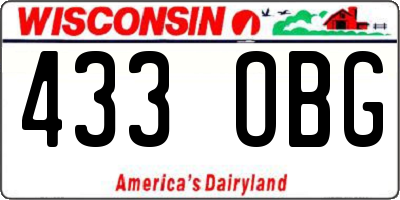 WI license plate 433OBG