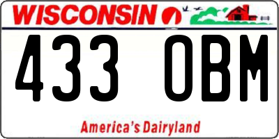 WI license plate 433OBM