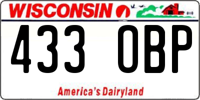 WI license plate 433OBP