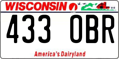 WI license plate 433OBR