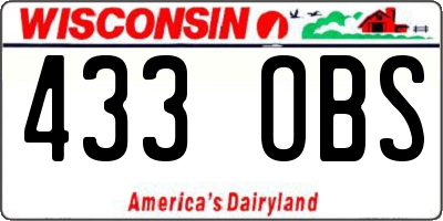 WI license plate 433OBS