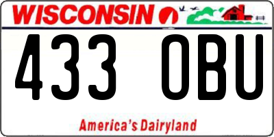 WI license plate 433OBU