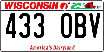 WI license plate 433OBV