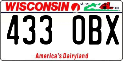 WI license plate 433OBX