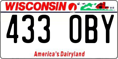 WI license plate 433OBY
