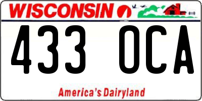 WI license plate 433OCA
