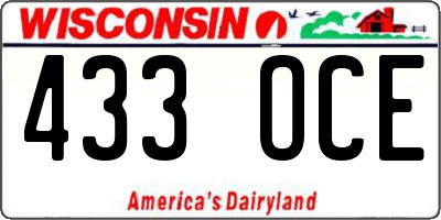 WI license plate 433OCE
