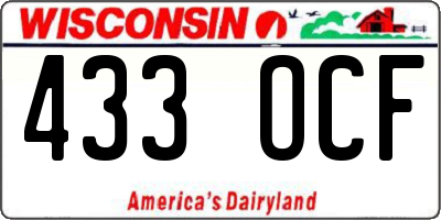 WI license plate 433OCF