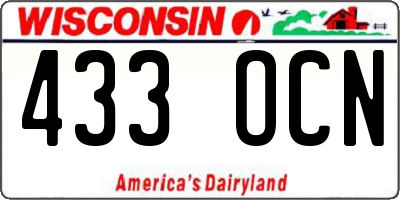 WI license plate 433OCN