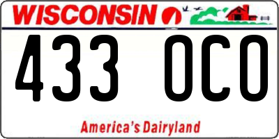 WI license plate 433OCO