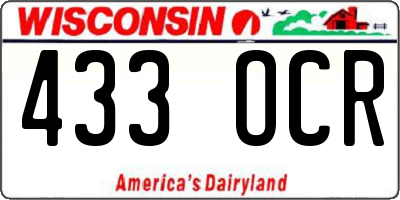 WI license plate 433OCR