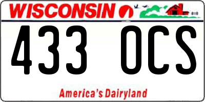 WI license plate 433OCS