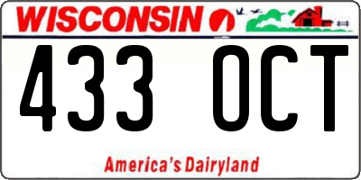 WI license plate 433OCT