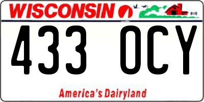 WI license plate 433OCY