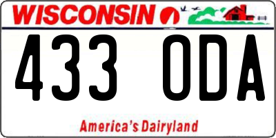 WI license plate 433ODA