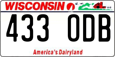 WI license plate 433ODB
