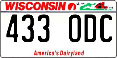 WI license plate 433ODC
