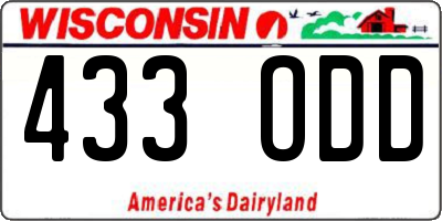 WI license plate 433ODD