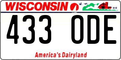 WI license plate 433ODE