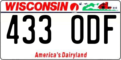 WI license plate 433ODF