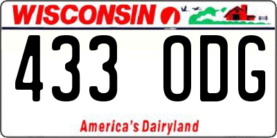 WI license plate 433ODG