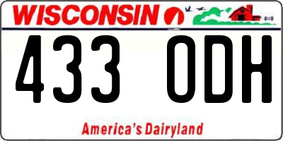WI license plate 433ODH