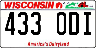 WI license plate 433ODI