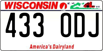 WI license plate 433ODJ