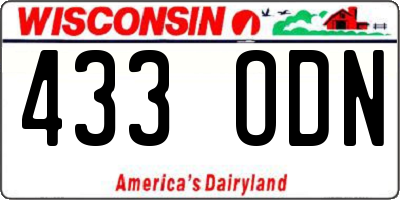 WI license plate 433ODN