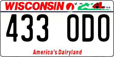 WI license plate 433ODO