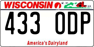 WI license plate 433ODP