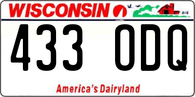 WI license plate 433ODQ
