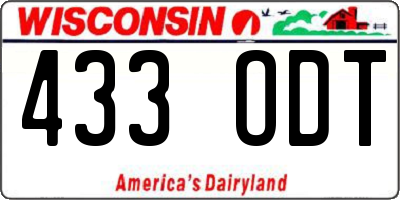 WI license plate 433ODT