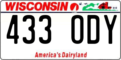 WI license plate 433ODY