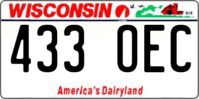 WI license plate 433OEC