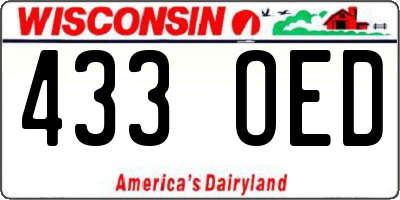 WI license plate 433OED