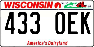 WI license plate 433OEK