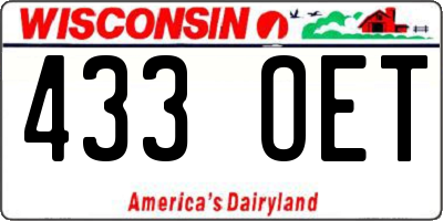 WI license plate 433OET